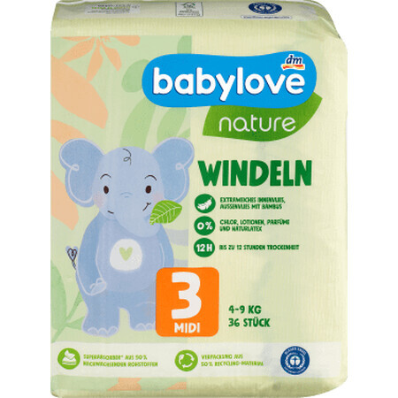 Couches Babylove nature Eco no 3, 36 pièces