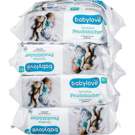Babylove Sensitive Feuchttücher Packung, 320 Stück