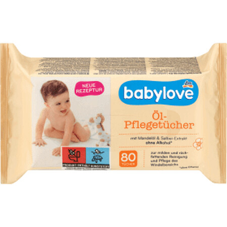 Babylove Șervețele umede cu ulei de migdale și extract de salvie, 80 buc