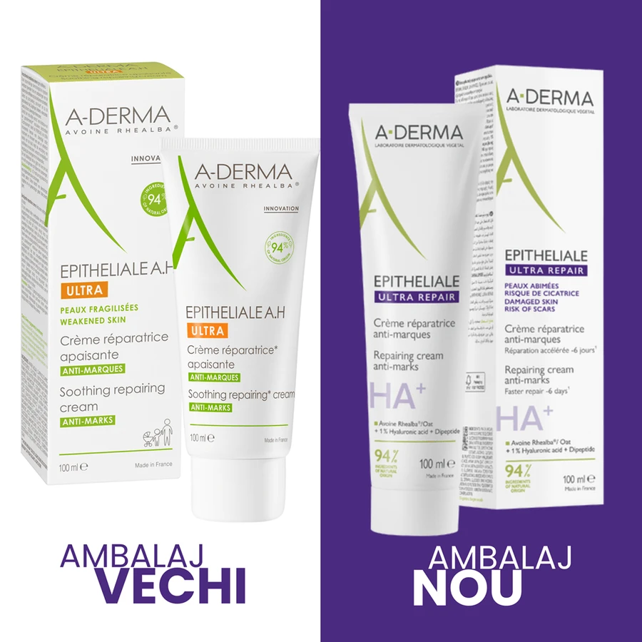 Crema reparatoare cu efect calmant Epiteliale Ultra Repair HA+, 100 ml, A-Derma