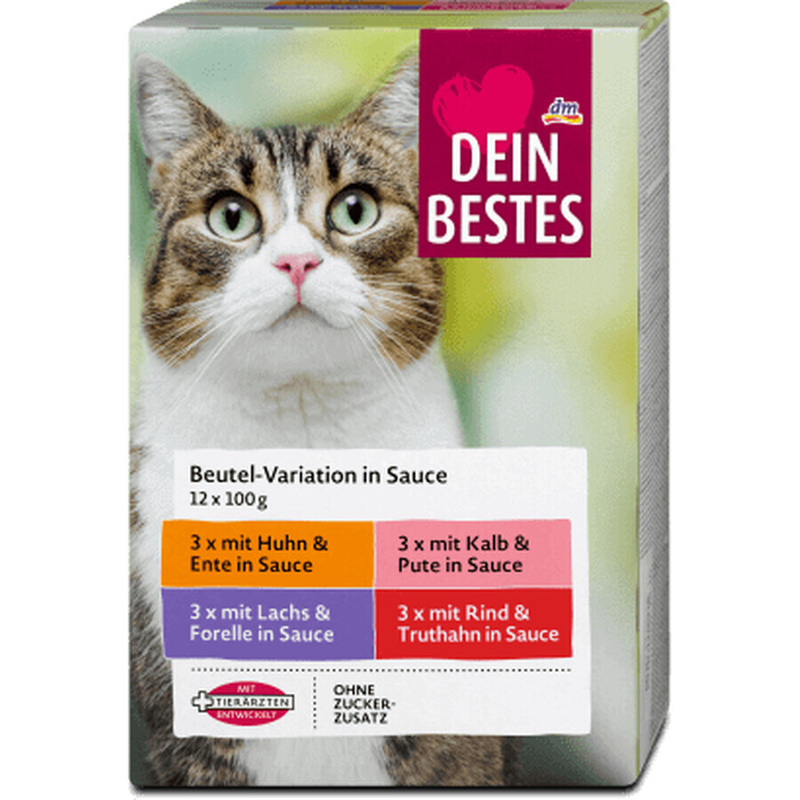 Dein Bestes Katzenfutter Fleisch & Fisch in Sauce 12*100g, 1200 g