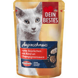 Dein Bestes Katzenfutter mit Rindfleisch in Pilzsauce, 100 g