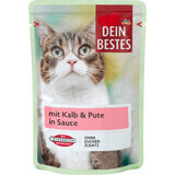 Dein Bestes Beutel Katzennassfutter Kalb & Pute in Soße, 100 g