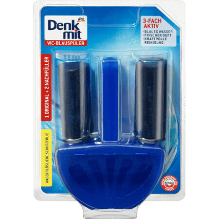 Denkmit blue toilet freshener stone holder + 2 refills, 3 pcs.