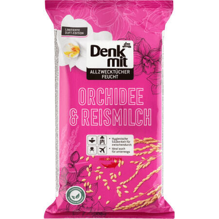 Denkmit Universal Feuchttücher Orchidee & Reismilch, 50 Stück