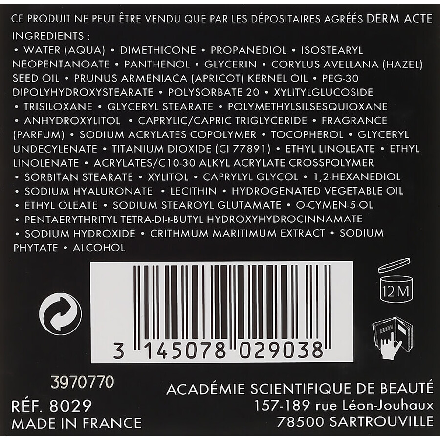 Crema de tratamiento facial hidratante Derm Acte con ácido hialurónico Survitaminee AC8029, 50 ml, Academie