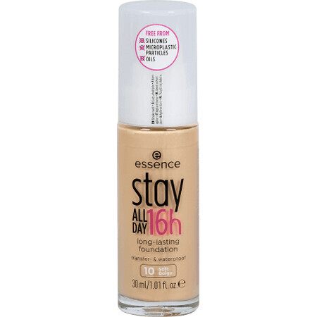 Essence Cosmetics Stay All Day 16h Long-Lasting Foundation 10 Soft Beige, 30 ml