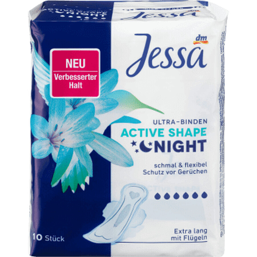 Absorbentes nocturnos Jessa Active shape, 10 uds.