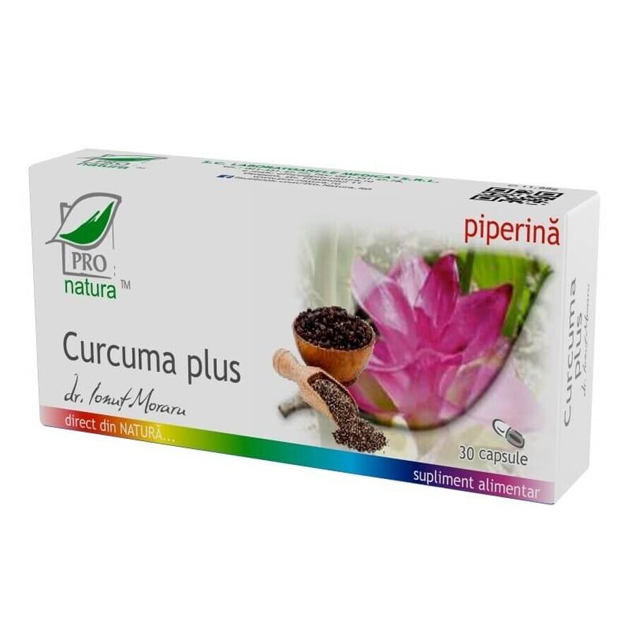 Kurkuma plus Piperin, 30 Kapseln, Pro Natura