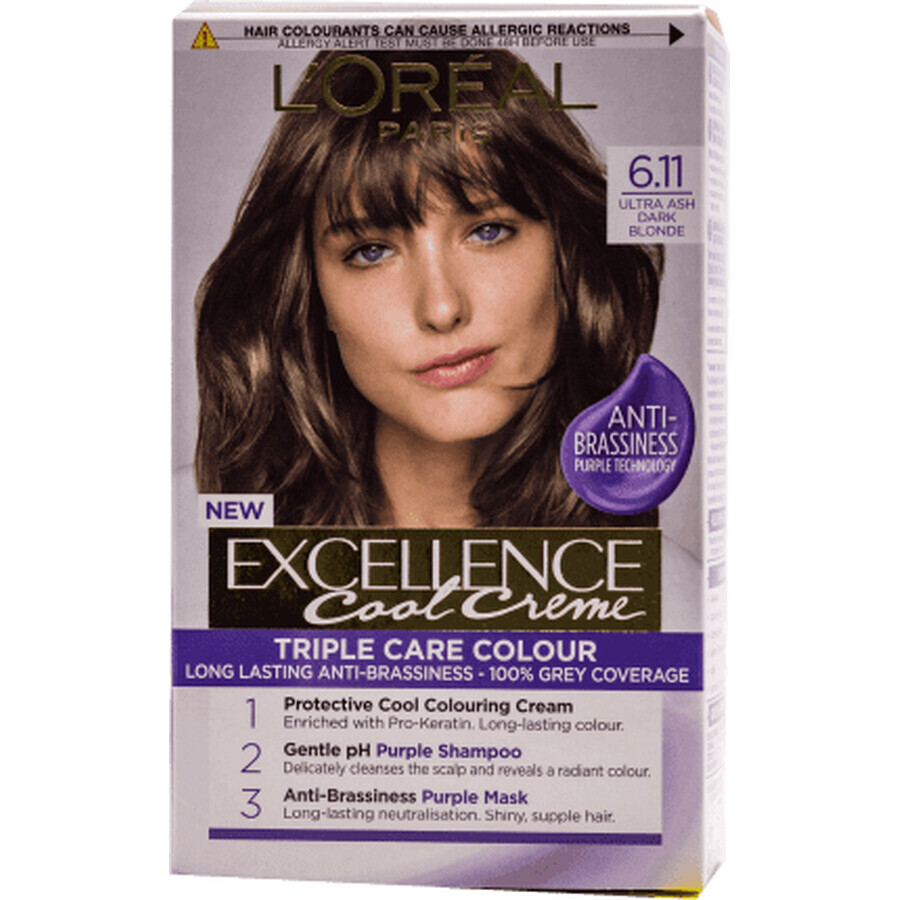 Loreal Paris  EXCELLENCE CREME Vopsea de păr permanentă cu amoniac 6.11, 1 buc