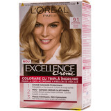 Loreal Paris  EXCELLENCE CREME Vopsea de păr permanentă cu amoniac 9.1, 1 buc