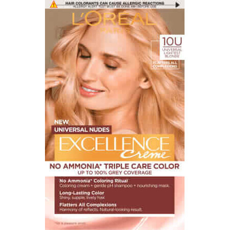 Loreal Paris EXCELLENCE CREME Dauerhafte Haarfarbe 10U hellstes Blond, 1 Stück