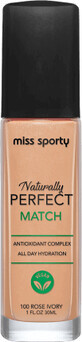 Miss Sporty Naturally Perfect Match Foundation 100 Rose Elfenbein, 30 ml
