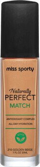 Miss Sporty Naturally Perfect Match Foundation 210 Golden Beige, 30 ml