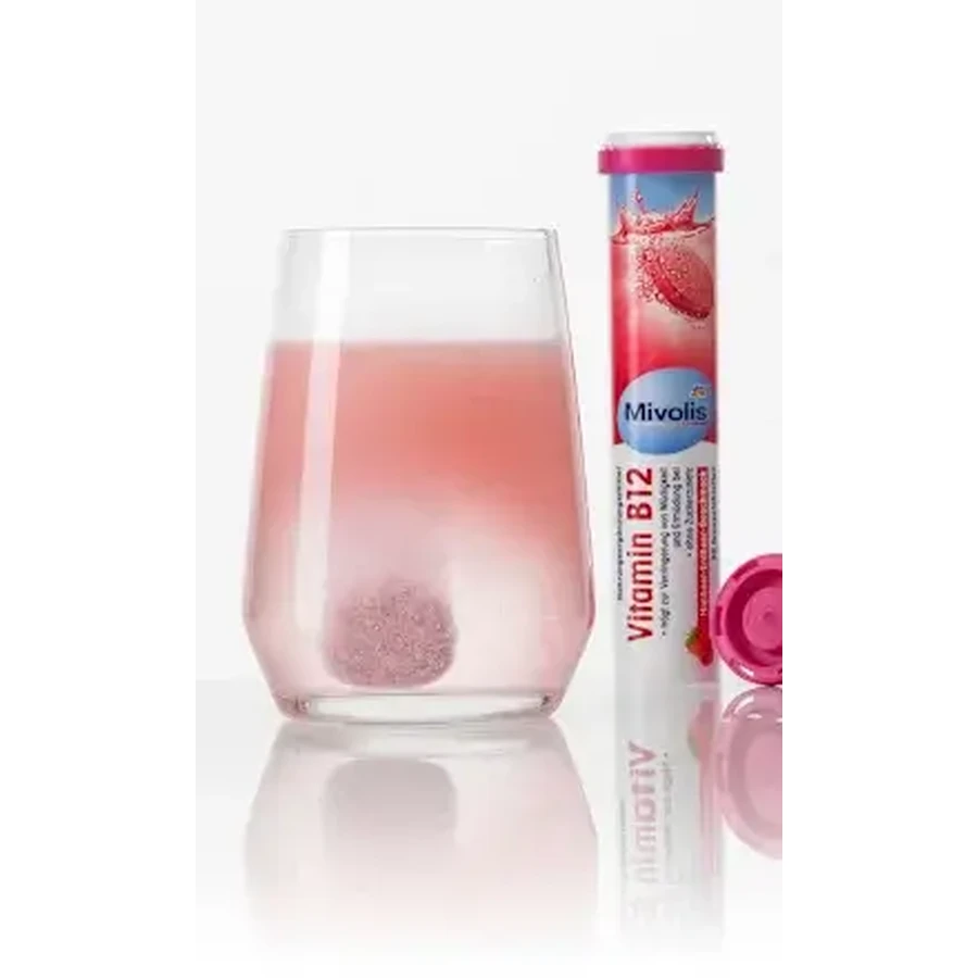 Mivolis Vitamina B tablete efervescente zmeură și căpșuni, 82 g