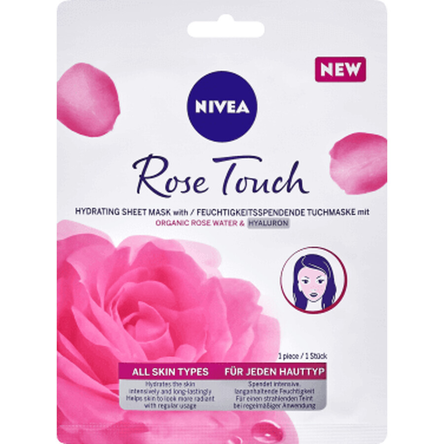 Nivea Rose Touch mască tip șervețel, 1 buc