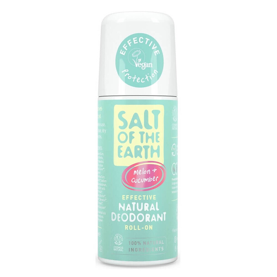 Deodorant roll-on cu pepene și castravete Salt Of The Earth Pure Aura, 75 ml, Crystal Spring