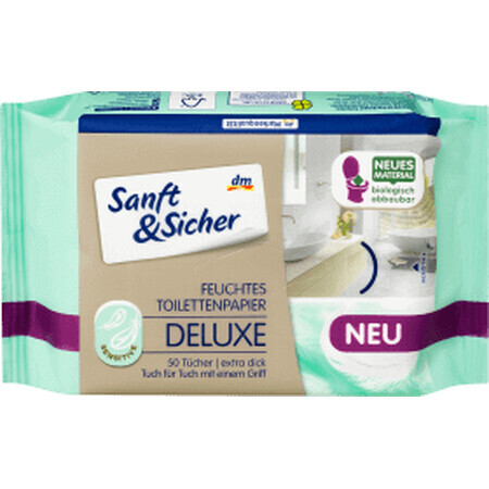 Sanft&Sicher Deluxe Sensitive feuchtes Toilettenpapier, 50 Stück