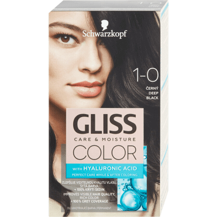 Schwarzkopf Gliss Color Dauerhafte Haarfarbe 1-0 Intensives Schwarz, 1 Stück