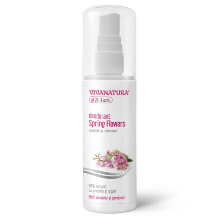 Deodorant Spring Flowers cu zambila si tuberoza, 100 ml, Vivanatura