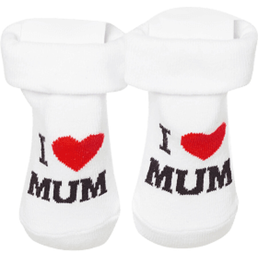 Soxo White baby socks I Love Mum no 16-18, 1 piece