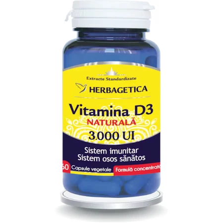 Detrix Vitamina D3 3000 UI, 60 capsule, Herbagetica
